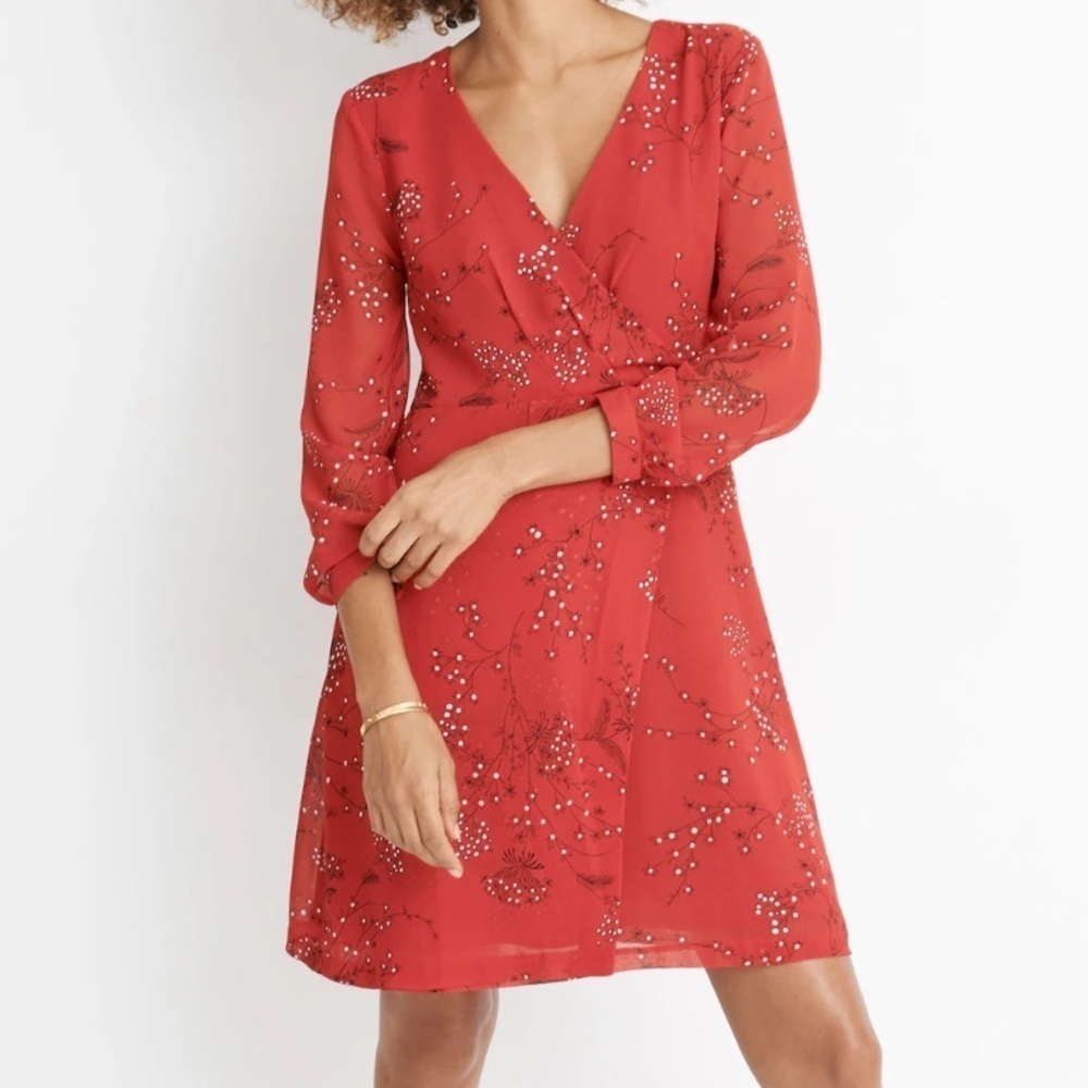 Madewell Hazelwood Wrap-Front Mini Dress in Windswept Floral